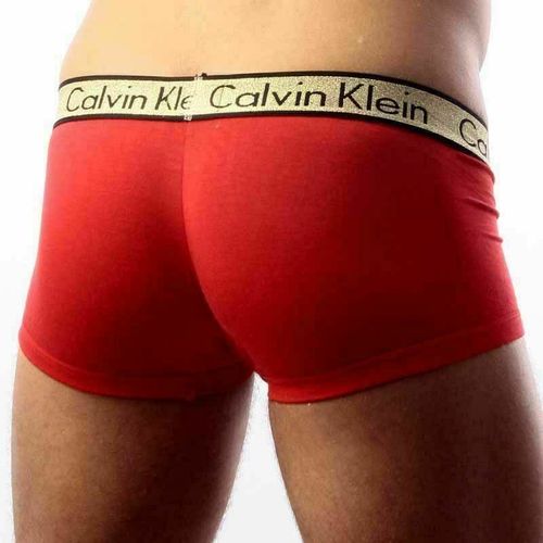 Мужские трусы боксеры красные с золотистой резинкой Calvin Klein Boxer One