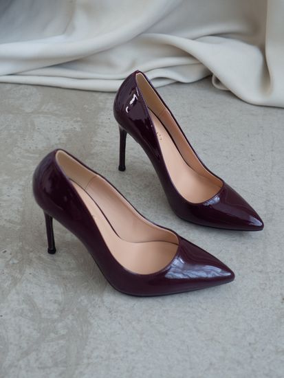 Женские туфли лодочки на шпильке - SHSS1003-010-lak-cher