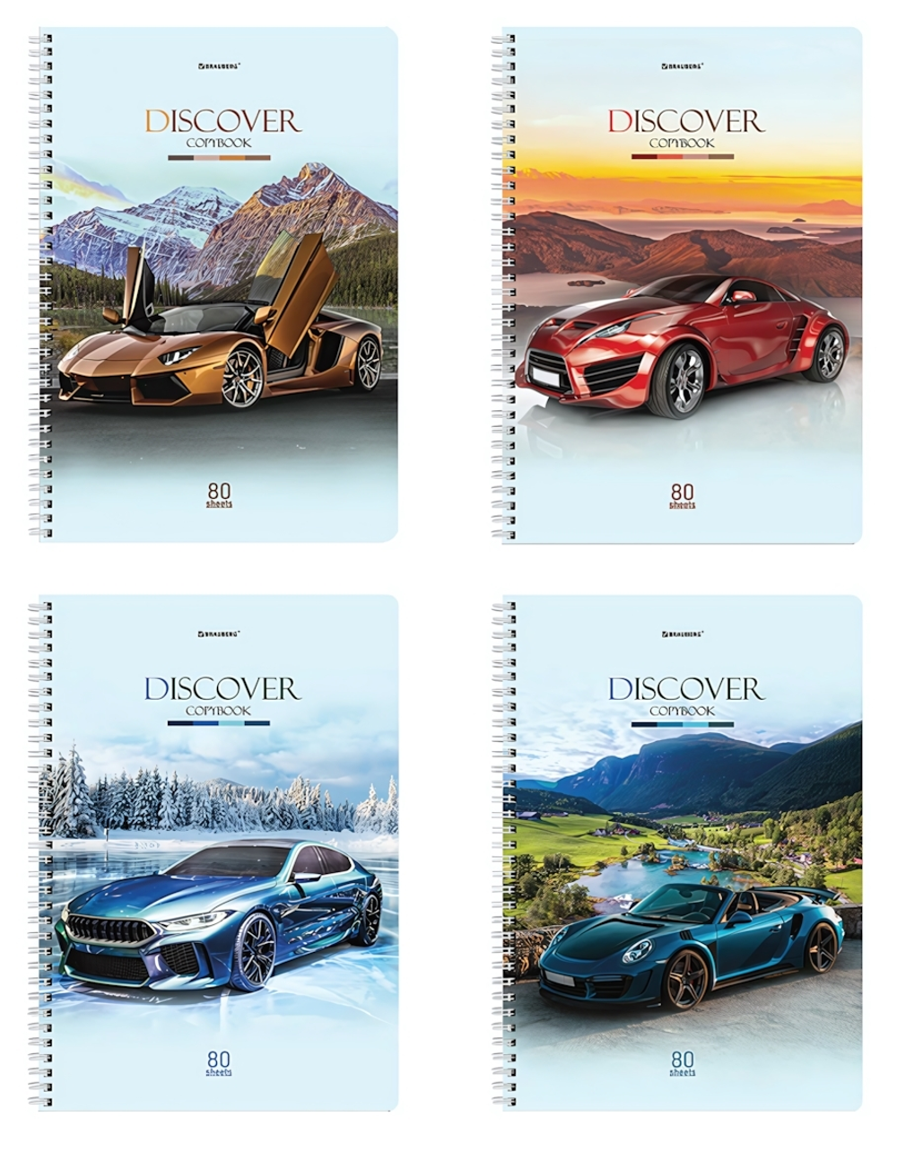 Тетрадь А4 80л. клетка "Discover" гребень, в ассортименте (BRAUBERG)