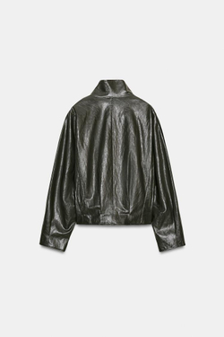 ZARA КУРТКА ИЗ ИСКУССТВЕННОЙ КОЖИ — ZW COLLECTION, СЕРЫЙ