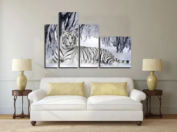 Модульная картина "Белый тигр"