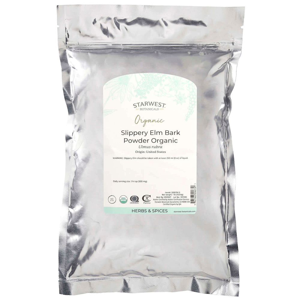 Starwest Botanicals, Органический порошок коры вяза ржавого, 1 фунт (453,6 г)