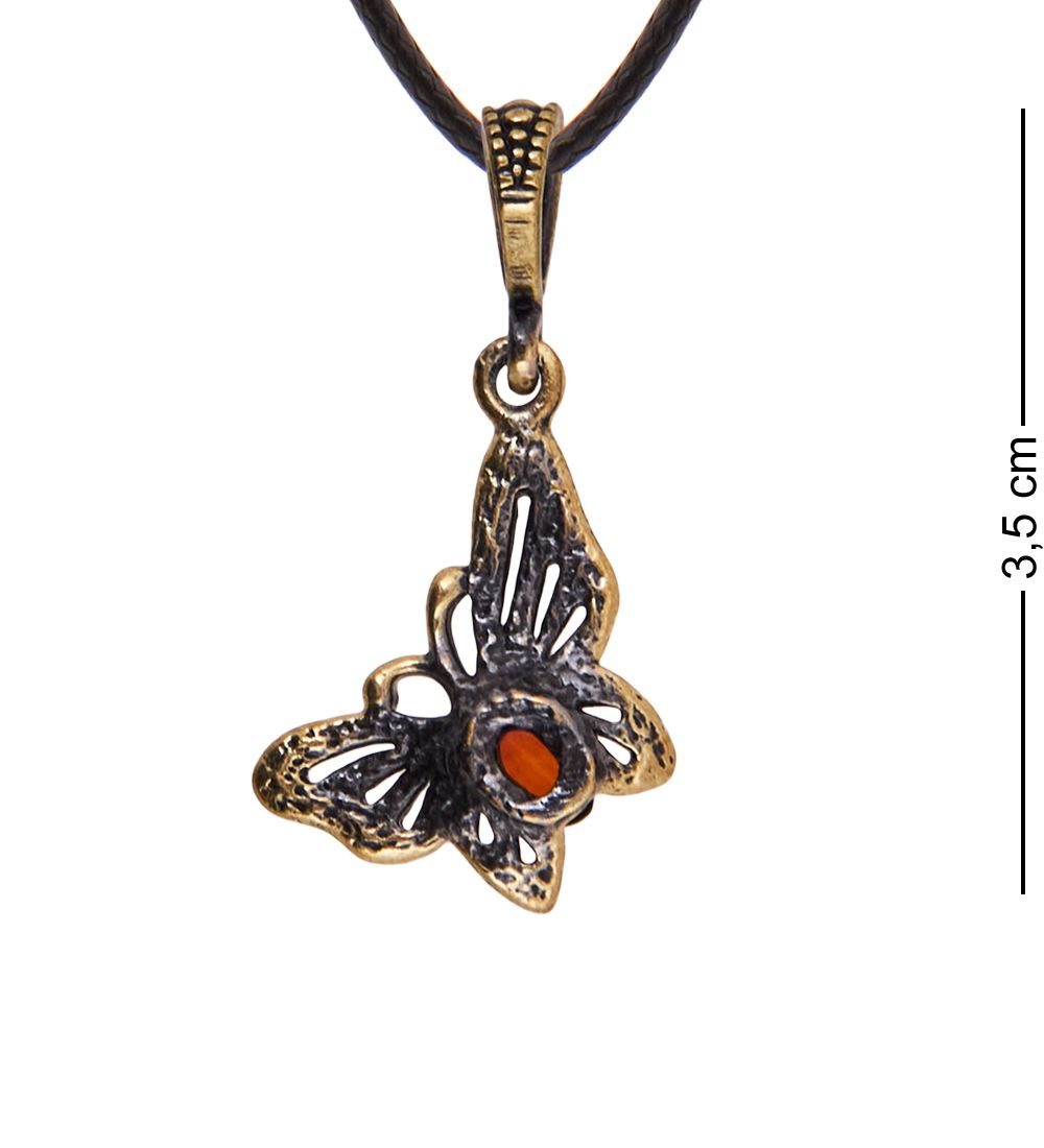 AM-3900 Подвеска «Бабочка Лилия» (латунь, янтарь)
