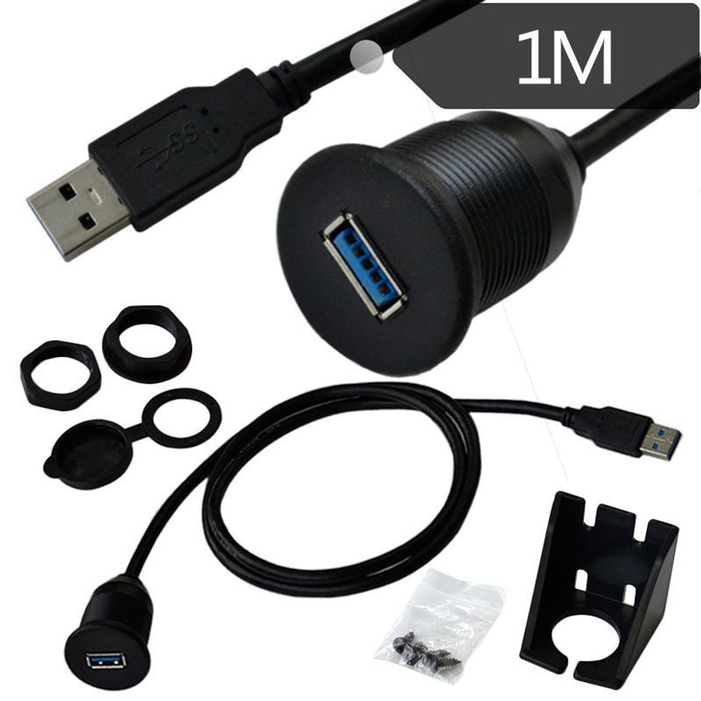 1-портовый USB3.0 удлинитель встраиваемый резьбовой 26 мм