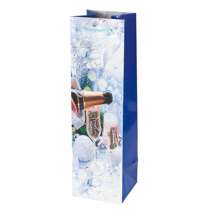 Пакет подарочный для вина, Праздничное настроение, Дизайн №4, 38*11*11 см, 1 шт.