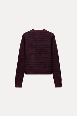 ZARA КАРДИГАН В ПОЛОСКУ, ЦВЕТ БУРГУНДСКОГО ВИНА