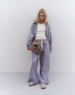 Striped Baggy Pants Blue