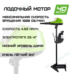 Лодочный мотор аккумуляторный Greenworks Арт. 9000207, 40V, 25 кг