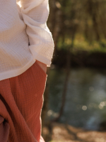 Поло оверсайз с длинным рукавом Mjölk Cream, из муслина, уценка