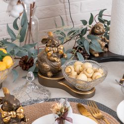 Конфетница-сахарница Кролик Банни Бронза с чашей