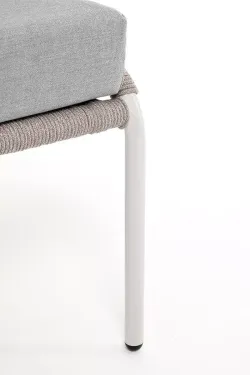 "Милан" диван 2-местный плетеный из роупа, каркас алюминий светло-серый (RAL7035) муар, роуп серый меланж круглый, ткань светло-серая