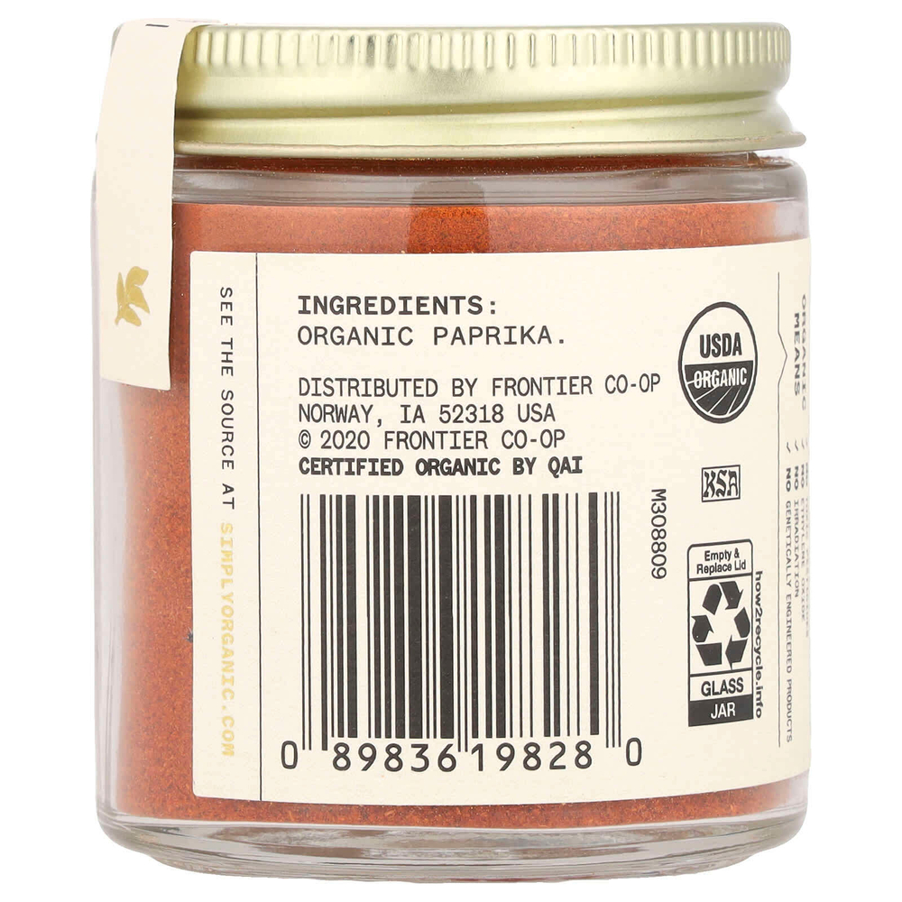 Simply Organic, Single Origin, испанская паприка, 61 г (2,15 унции)