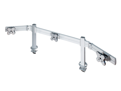 ErgoFount TBSS-300WG Настольное крепление для 3 мониторов диагональю до 24'' конфигурации 1х3 со струбциной к столу типа "G". Цвет - серебристый
