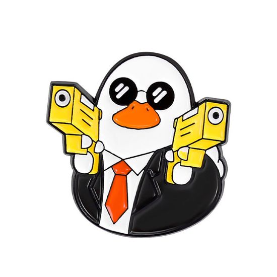 Значок металлический на одежду/Пин. Утка с пистолетом