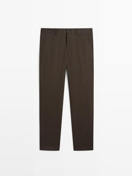 Massimo Dutti Зауженные брюки из хлопковой смеси, коричневый
