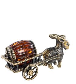 AM-1150 Фигурка «Ослик с повозкой» (латунь, янтарь)