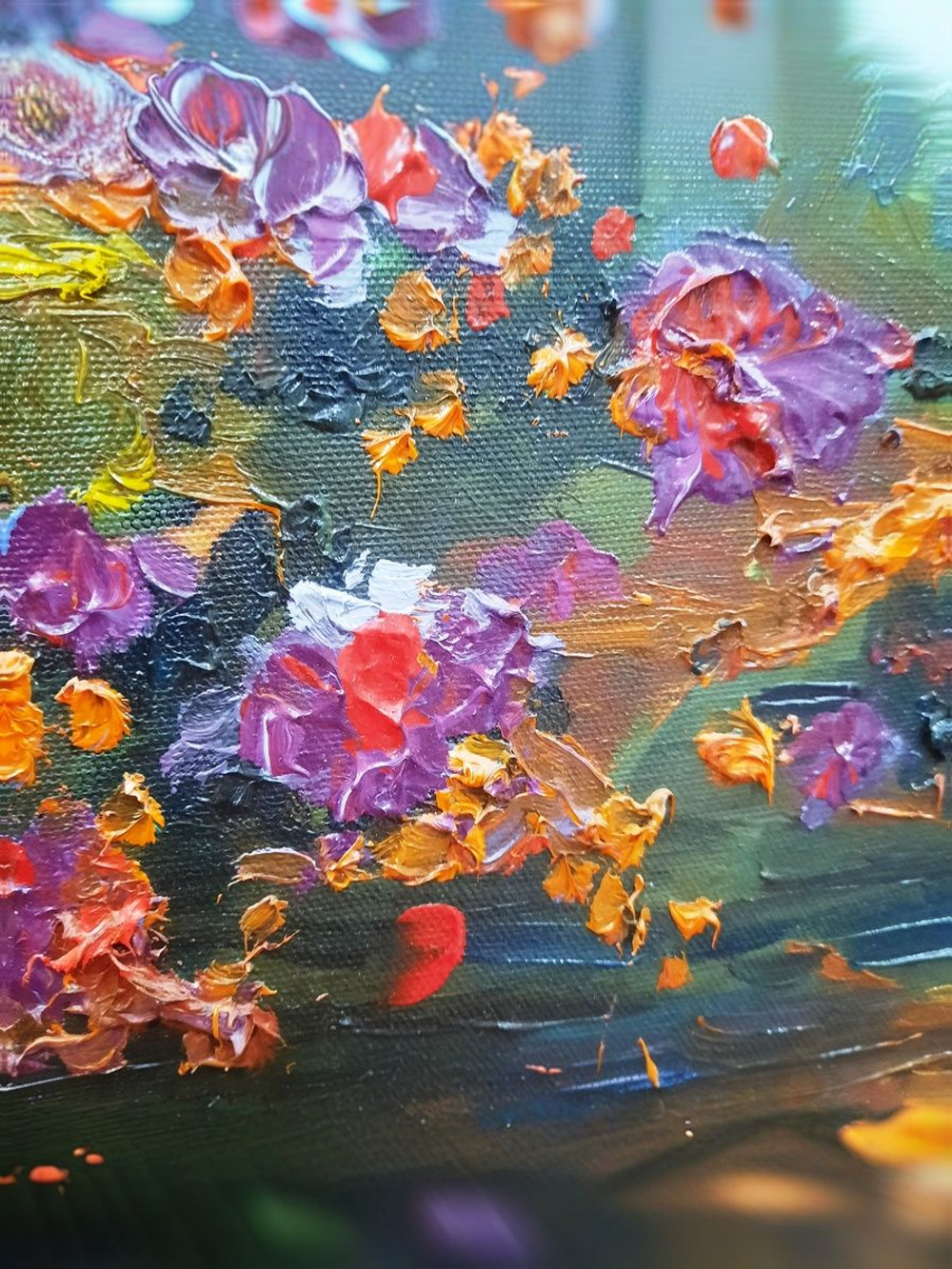 Картина "Кружево водных кругов" 50х60: Ручная уникальная эксклюзивная картина в единственном экземпляре