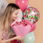 Шар (18''/46 см) Круг, 8 Марта (тюльпаны), 1 шт. в уп.