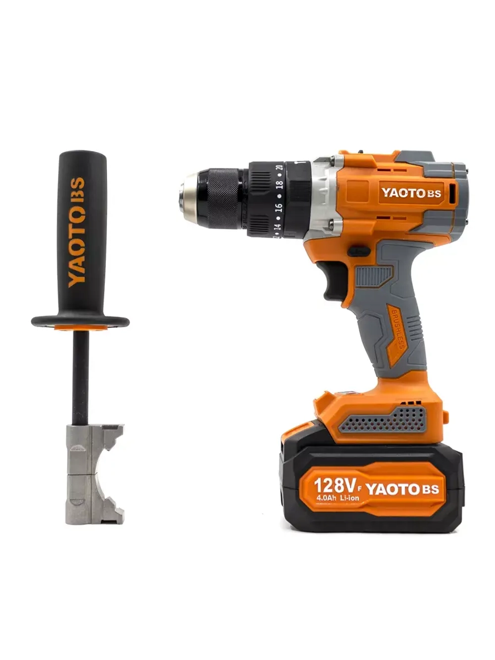Ударная бесщеточная дрель-шуруповерт YAOTO BS 128VF, 150 Н·м, 2 аккумулятора, кейс