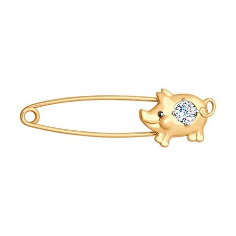 Булавка из золота с фианитами