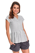 Женская пижама с однотонными короткими шортиками (Размер: L) (Цвет: белый с серым)