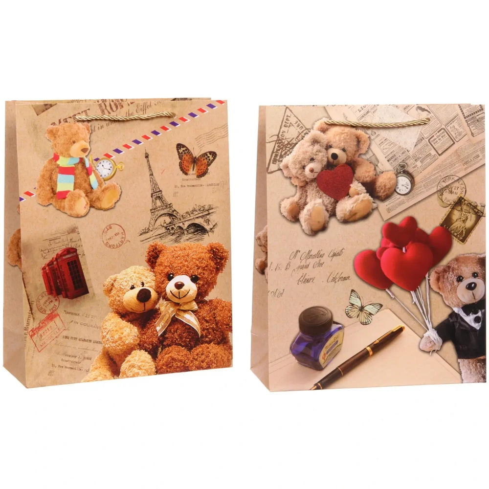 Пакет подарочный «Милый мишка» 26*32*10 см, микс