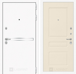 Входная металлическая дверь Лабиринт Лайн WHITE 03 (Белые входные двери)- Крем софт.