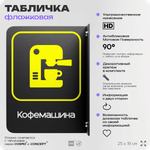 Табличка "Кофемашина" флажковая на стену, двусторонняя с крепежом, 19 х 25 см, для офиса, кафе, ресторана, серия COSMO, Айдентика Технолоджи
