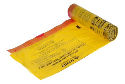 Пакеты для медицинских отходов 30х60см со стяжками Класс Б 30шт/рул., цена за рул.