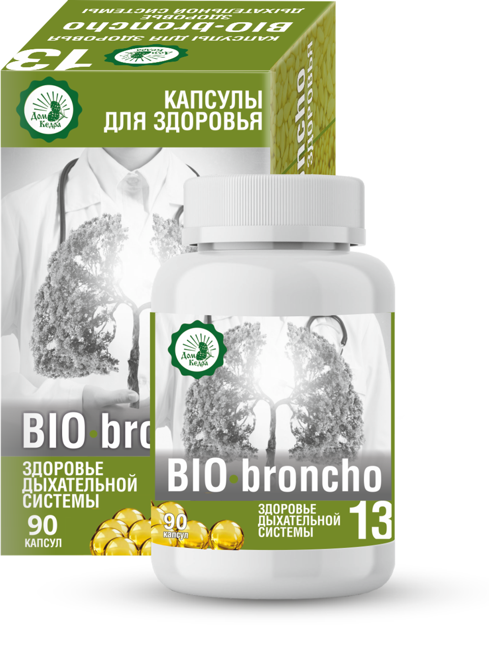 Капсулированные масла с экстрактами BIO - BRONCHO, здоровье дыхательной системы, 90 капсул Дом Кедра