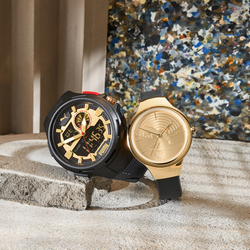 PUMA Wrist Watch Quartz Movement Silicone Strap Gold Dial Men"s Watches P5078