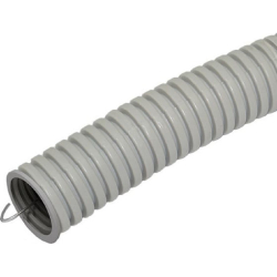 Труба гофрированная ЭРА Б0036838 Труба гофрированная ПВХ GOFR-16-100-PVC-building (серый) Строительная d 16мм с зонд. легкая 100м