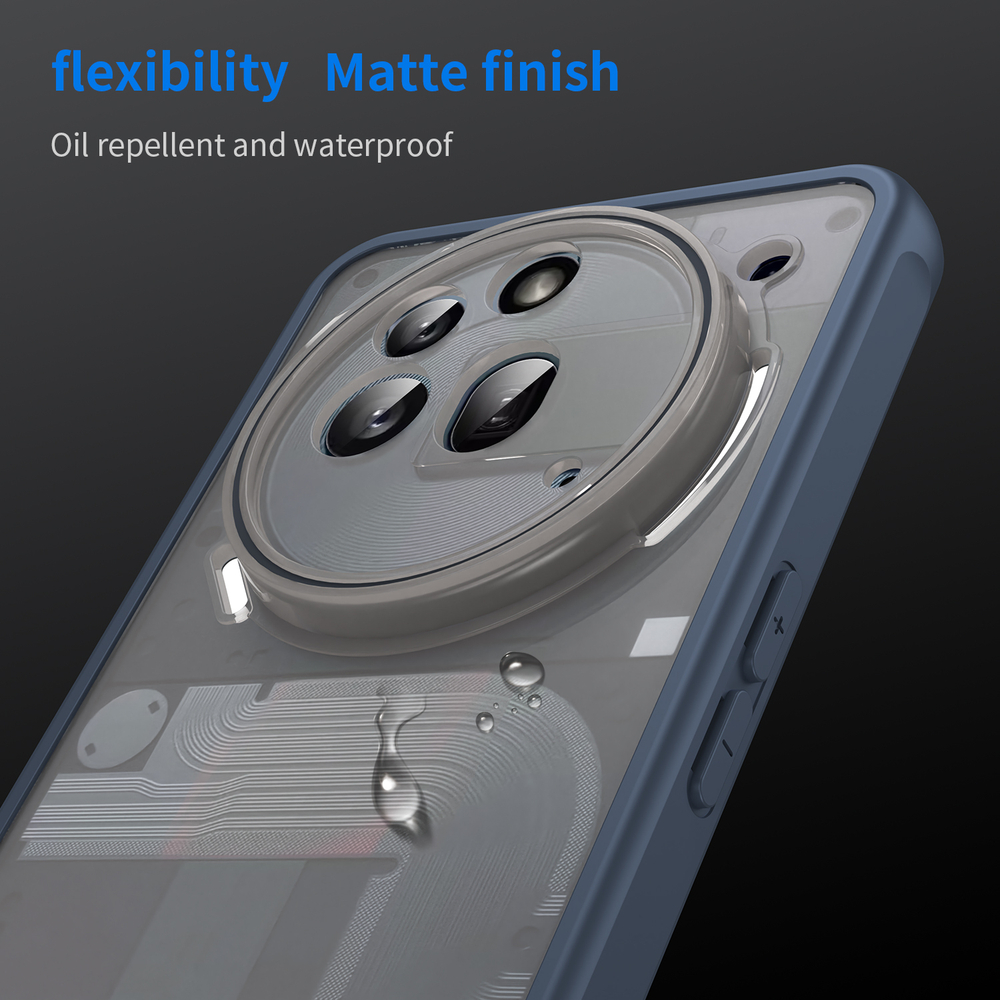 Усиленный чехол для Nothing Phone 3a Pro, синие рамки с матовой прозрачной крышкой