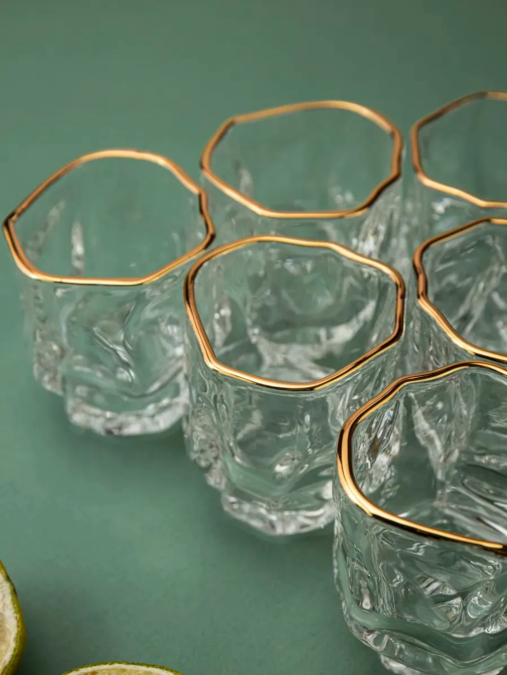 Набор изогнутых шотов, 60 мл, 6 шт. с золотой каймой