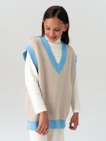 Жилетка для девочки в школу AT953 темно-бежевый