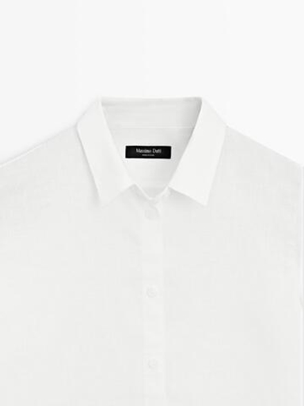 Massimo Dutti Свободная рубашка из 100% льна, белый