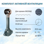 Турбодефлектор TD110 НСТ, вент.выход 110 не утепленный, проходной элемент для металлочерепицы Каскад, серый