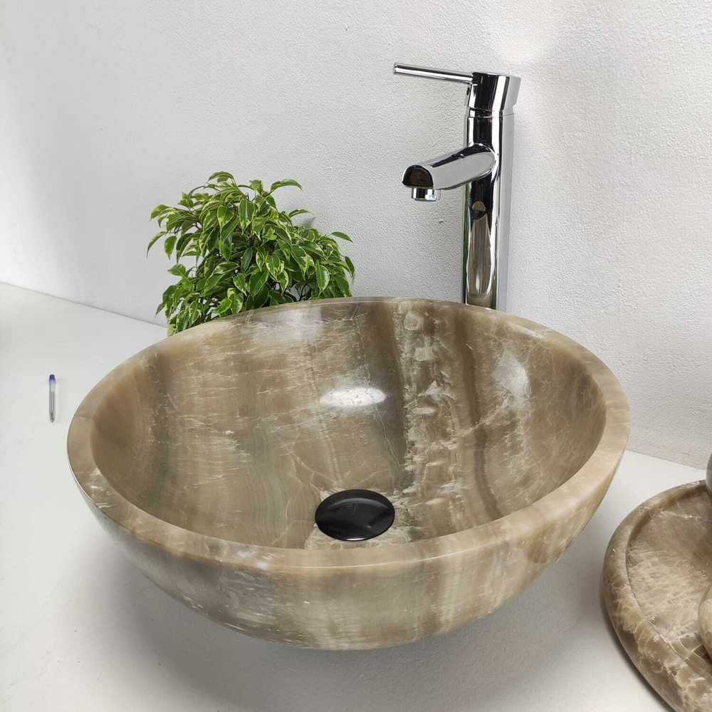 Раковина из оникса Bowl Grey Small TinLip BO-61035 40*40*15