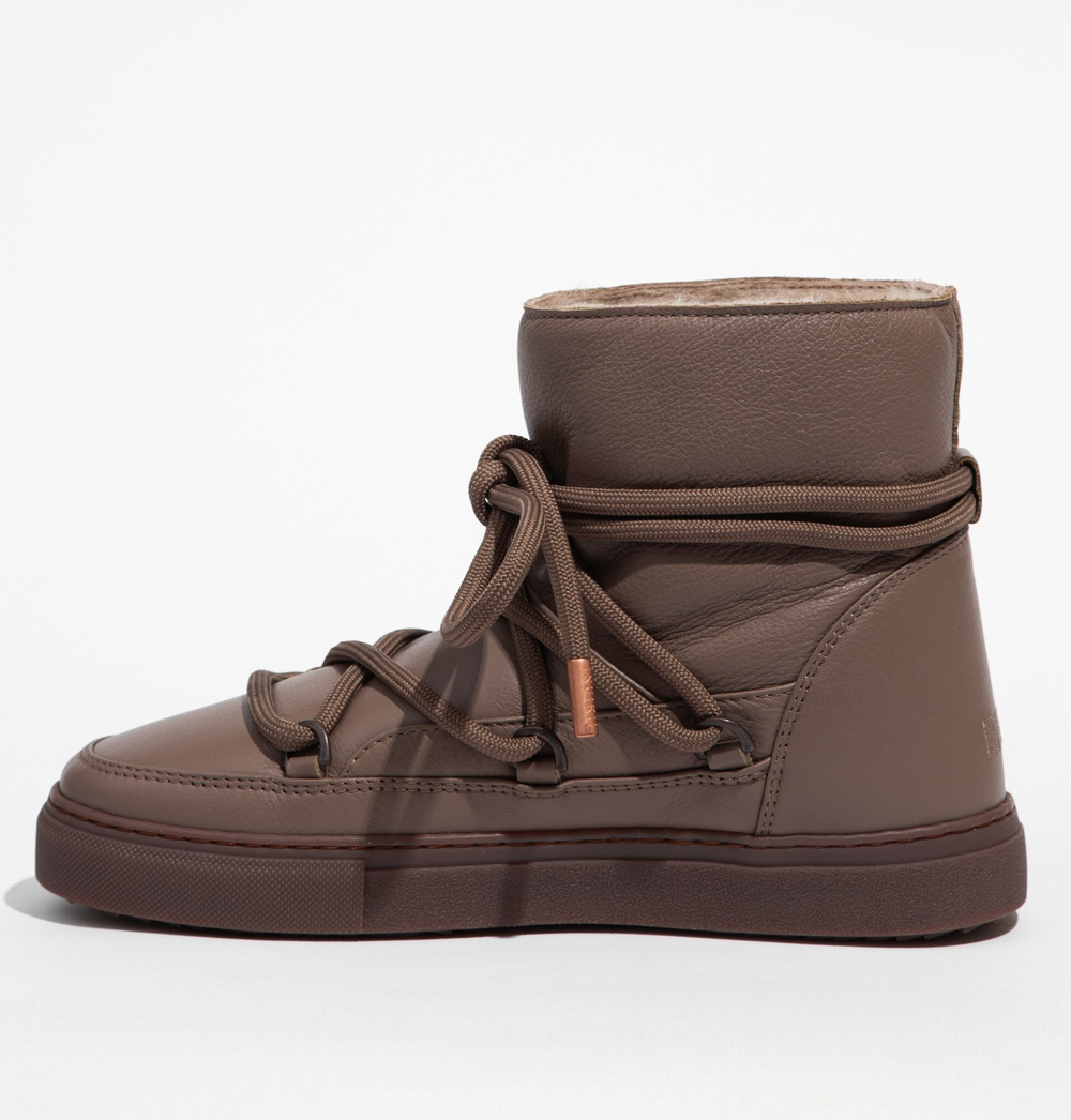 Высокие кожаные кеды INUIKII 75202-087 Sneaker Full Leather Taupe на меху