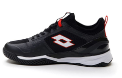 Мужские кроссовки теннисные Lotto Mirage 200 Speed - all black/all white/flame red