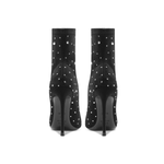 Suyymakk Full Rhinestones Suede Ankle Boots Super High Heel Women"s Black