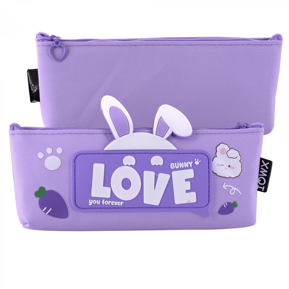 Пенал - косметичка Alingar, ПВХ, молния, 90 х 210 мм, "Bunny love you forever", фиолетовый, заячьи ушки (надпись LOVE) Пенал - косметичка Alingar, ПВХ, молния, 90 х 210 мм, "Bunny love you forever", фиолетовый, заячьи ушки (надпись LOVE)
