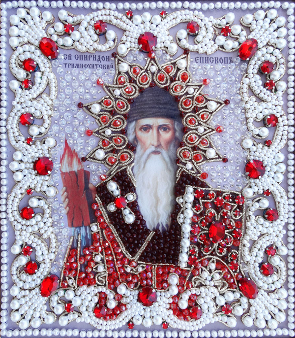 ЖС-15-СК Набор для вышивания хрустальными камнями Спиридон Тримифунтский (красный)