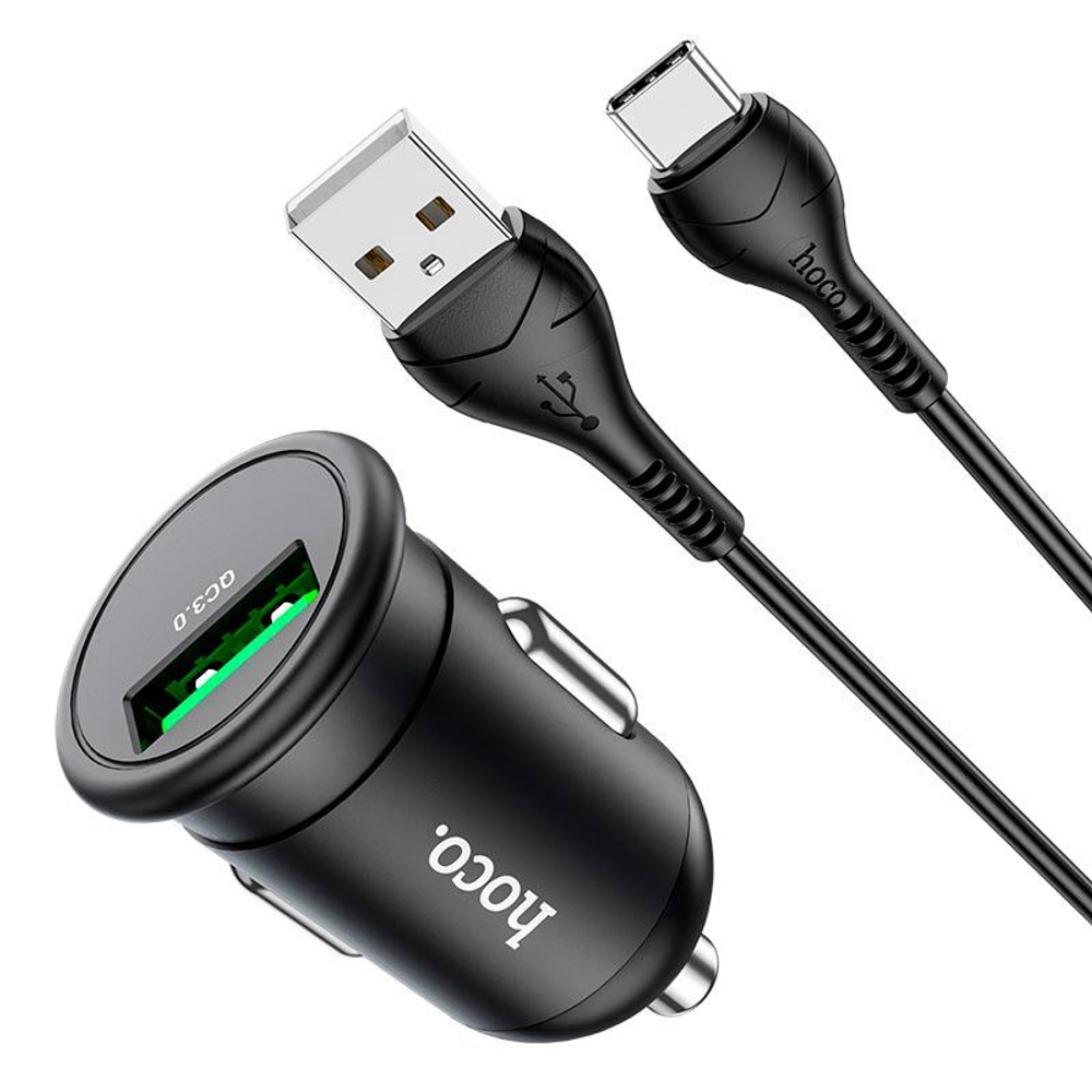 АЗУ 30W с кабелем Type-C 1USB-A QC 3.0A Z46A Hoco gray