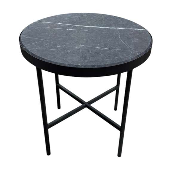 Стол журнальный МеталлАрт М011 черный мрамор/черный малый
