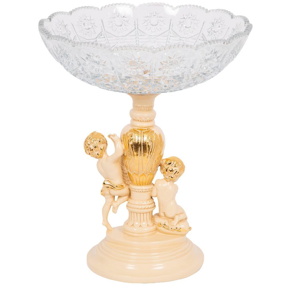 Фруктовница-конфетница Путти со стеклянной чашей 7373 Айвори