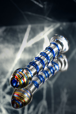 Фаллоимитатор стеклянный разноцветный 18 см