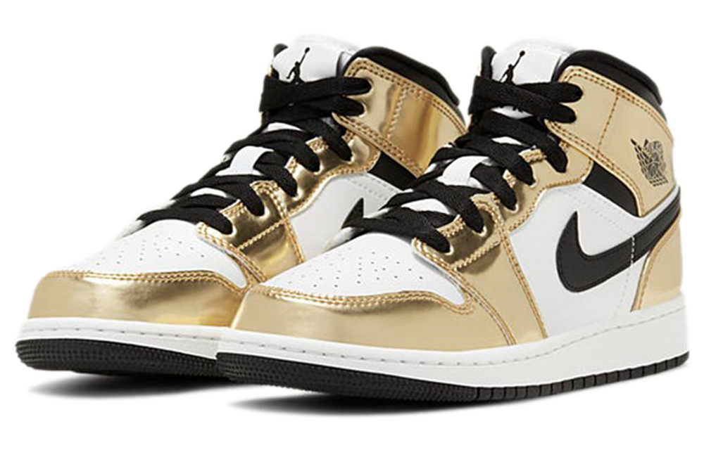Jordan 1 Mid Metallic Gold Black White GS