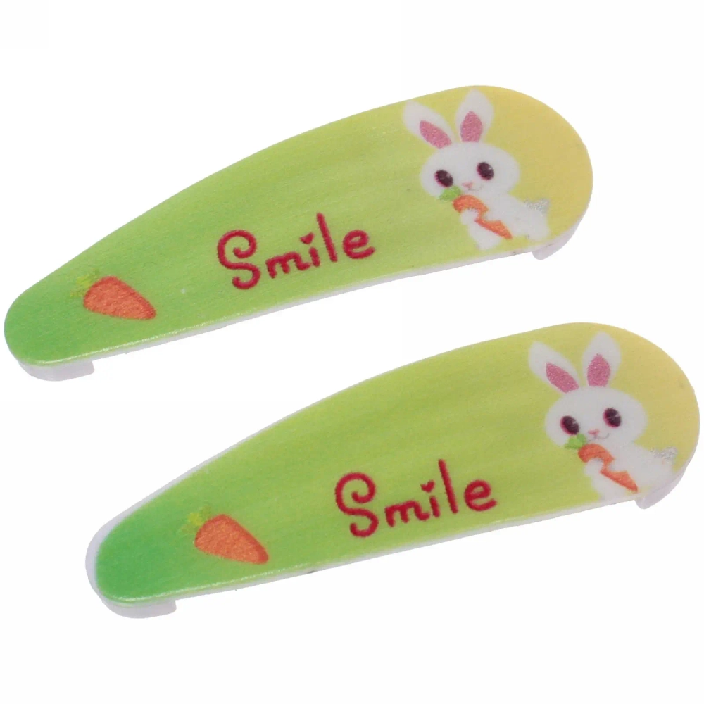 Зажимы для волос детские 2шт «Happy smile», зайка, микс 6 цветов, 5,5*1,5см