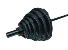 Штанга олимпийская 128 кг (диски с двумя хватами, черный гриф)